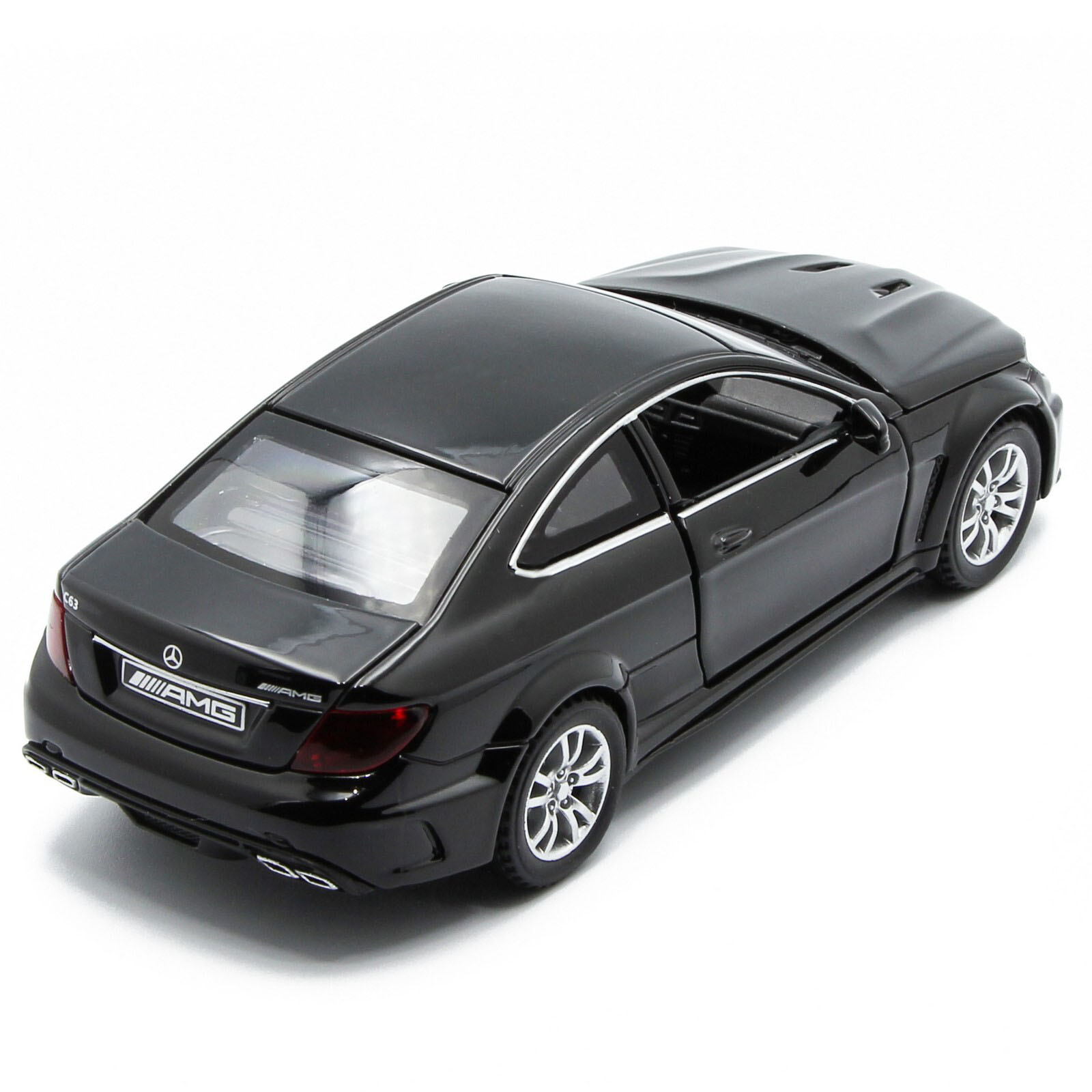 Металлическая машинка Die Cast  1:32 «Mercedes-Benz C63 AMG Coupe Black Series» 15 см., А32251, свет, звук, инерционная / Микс