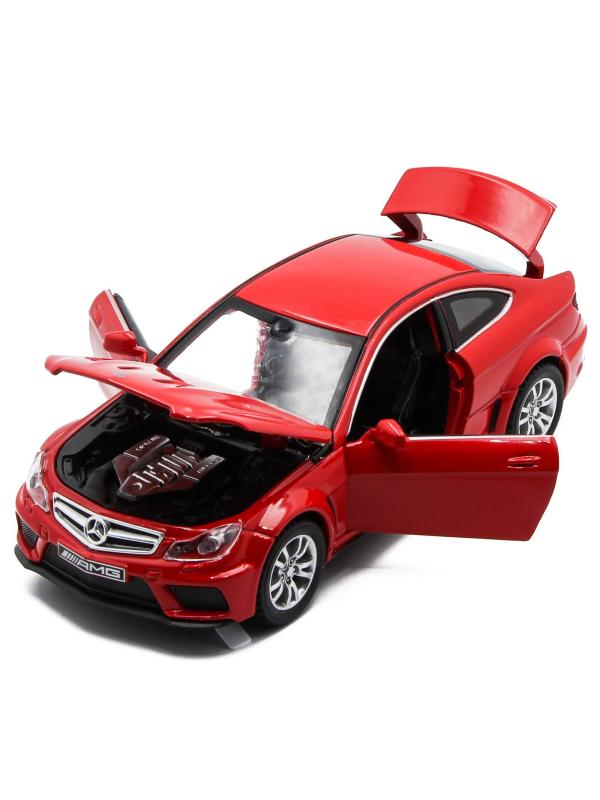 Металлическая машинка Die Cast  1:32 «Mercedes-Benz C63 AMG Coupe Black Series» 15 см., А32251, свет, звук, инерционная / Микс