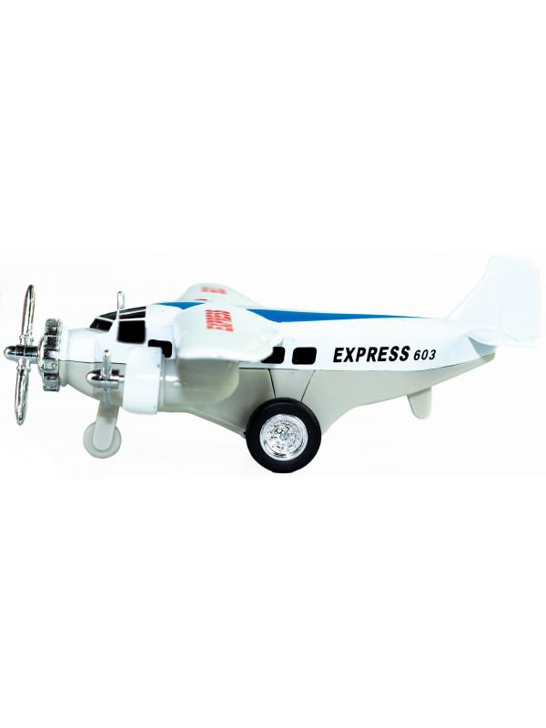 Металлический самолет «Courier Express» 14 см. 603, инерционный / Белый