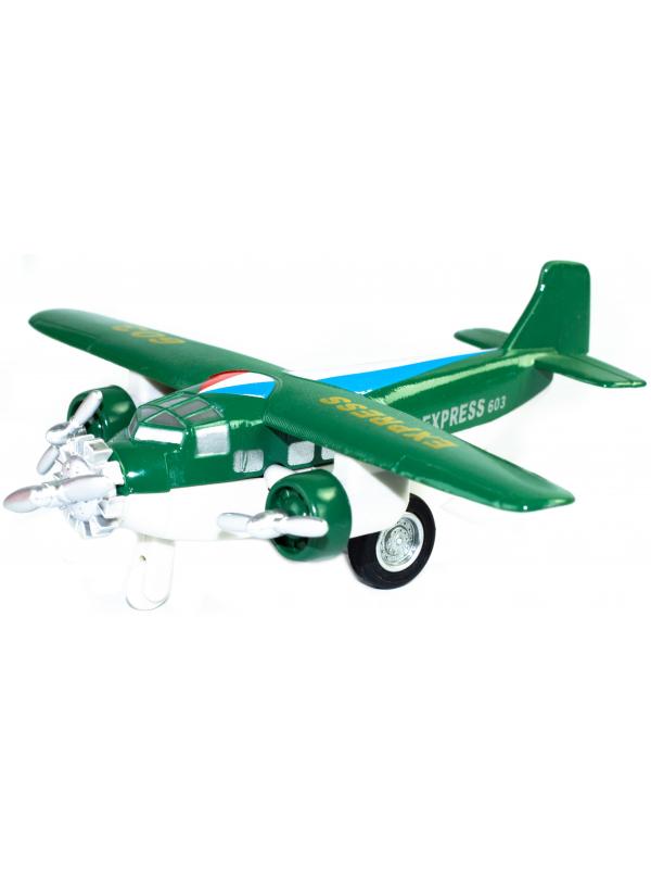Металлический самолет «Courier Express» 14 см. 603, инерционный / Зеленый