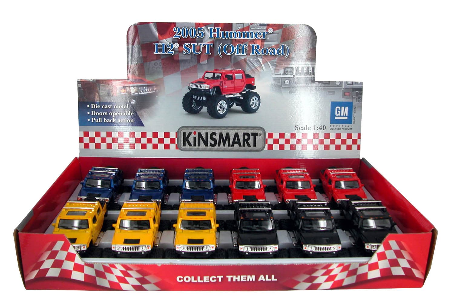 Металлическая машинка Kinsmart 1:40 «2005 Hummer H2 SUV (Off Road)» KT5326D инерционная / Черный