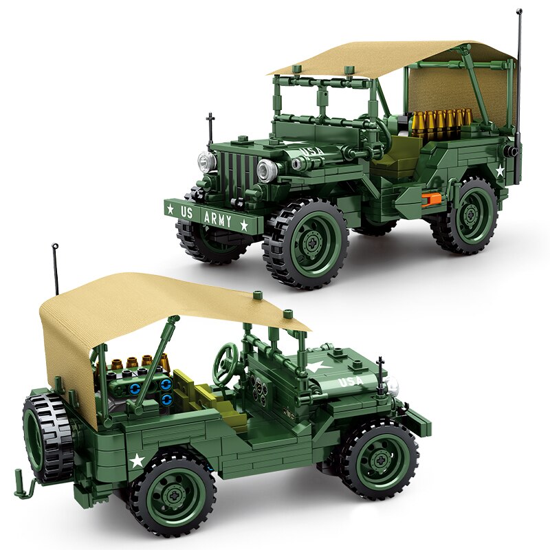 Конструктор Sembo Block «‎Армейский джип Willys с пушкой» 705805 / 807 деталей