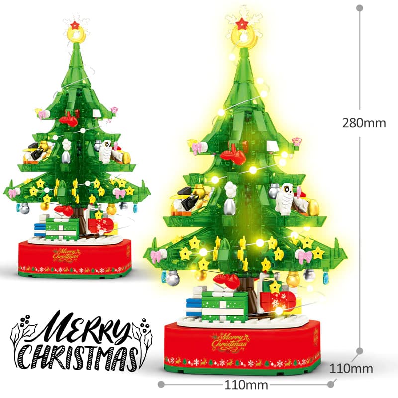 Конструктор Sembo Block «Рождественская ёлочка»‎ со световыми и звуковыми эффектами 601097 / 486 деталей