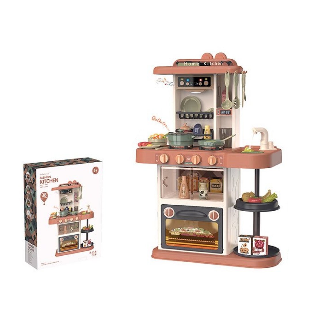 Детская интерактивная кухня 72 см со светом, звуком, с водой, паром, 38 аксессуаров / 889-186