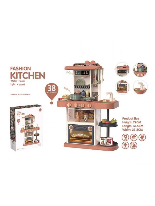 Детская интерактивная кухня 72 см со светом, звуком, с водой, паром, 38 аксессуаров / 889-186