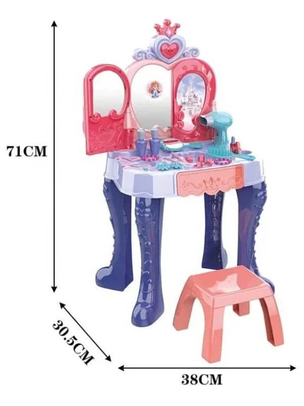 Детский туалетный столик 71 см со стульчиком, световые и звуковые эффекты, 28 предметов / 661-132