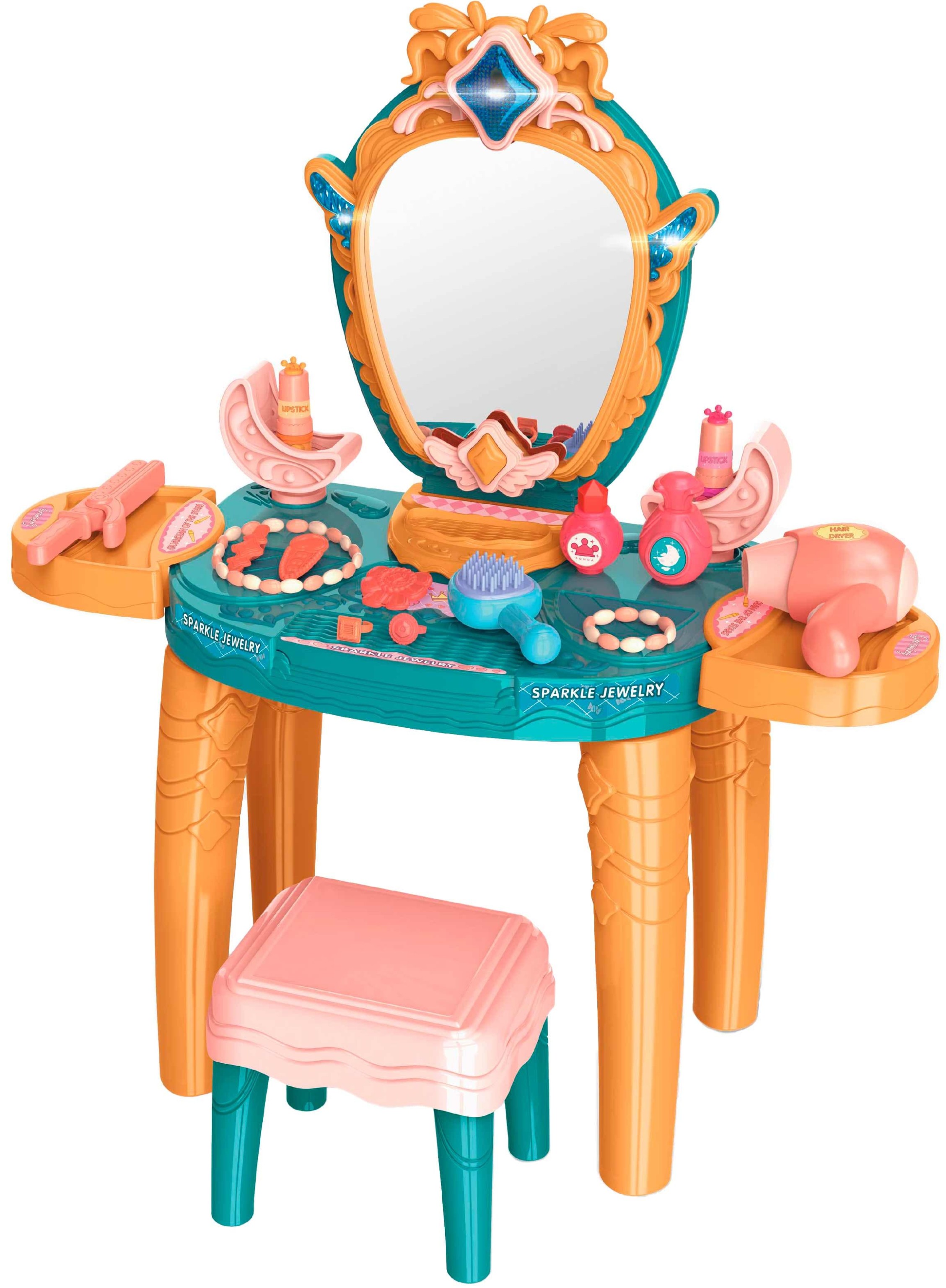 Детский туалетный столик 70 см «Маленькая Принцесса» со световыми и звуковыми эффектами, 34 аксессуара / 8225C