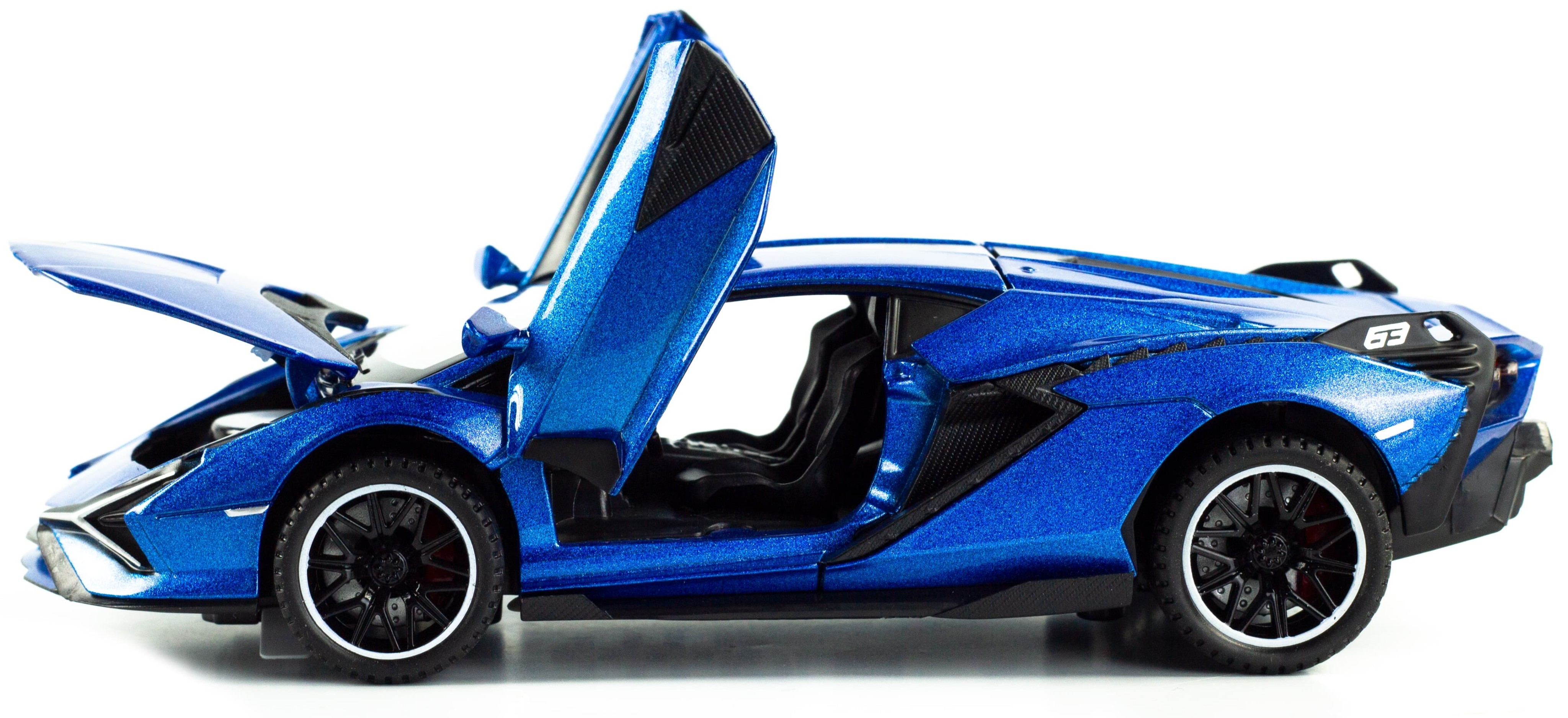 Металлическая машинка Double Horses 1:32 «Lamborghini Sian FKP 37» 32611 свет и звук, инерционная / Синий