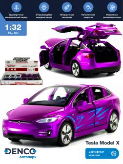 Металлическая машинка Wanbao 1:32 «Tesla Model X» 636D инерционная, свет, звук / Фиолетовый