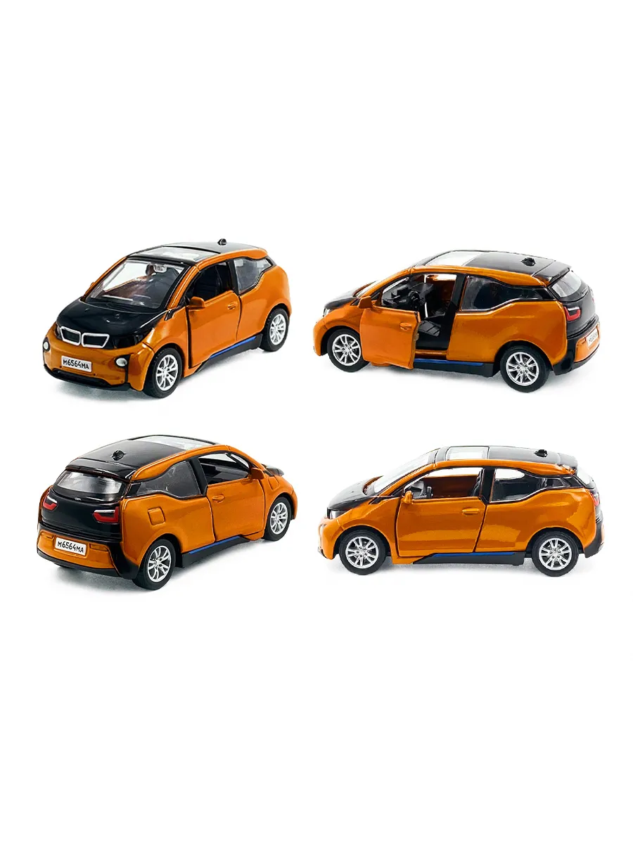 Машинка металлическая Play Smart 1:50 «BMW I3» 6531D, инерционная / Оранжевый