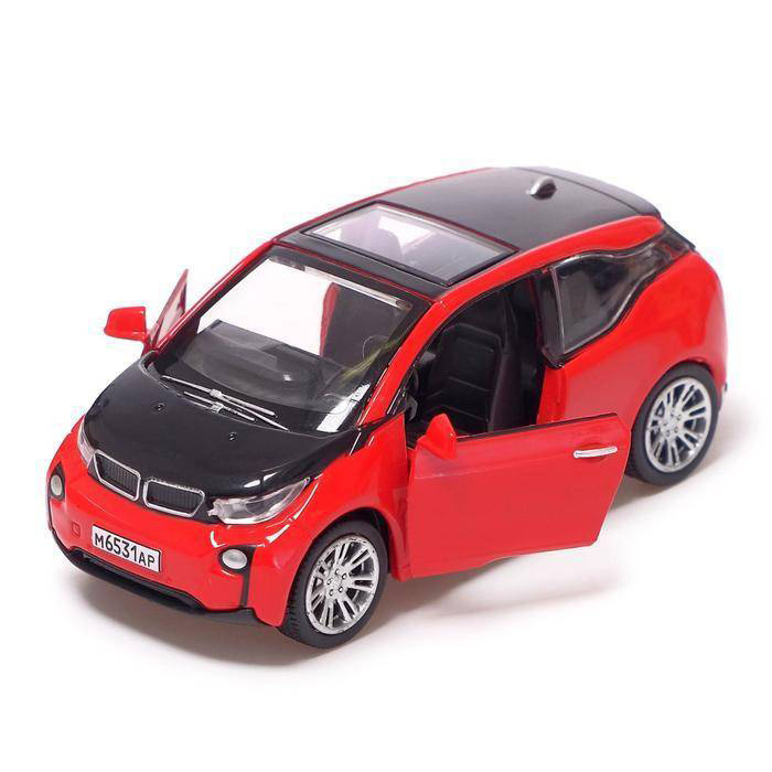 Машинка металлическая Play Smart 1:50 «BMW I3» 6531D, инерционная / Красный
