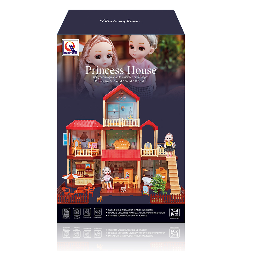 Кукольный домик принцессы со световыми эффектами, 668-22A / 244 детали