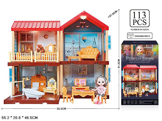 Кукольный домик  «Princess House» со световыми эффектами,668-28A  / 113 деталей