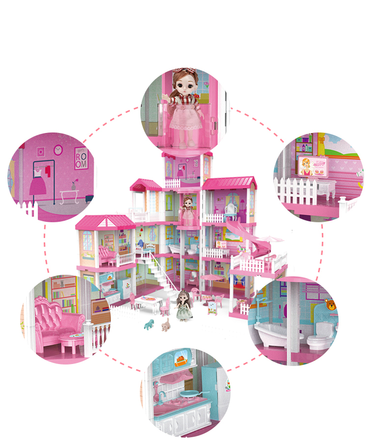 Кукольный домик принцессы со световыми эффектами, 668-49A / 395 деталей