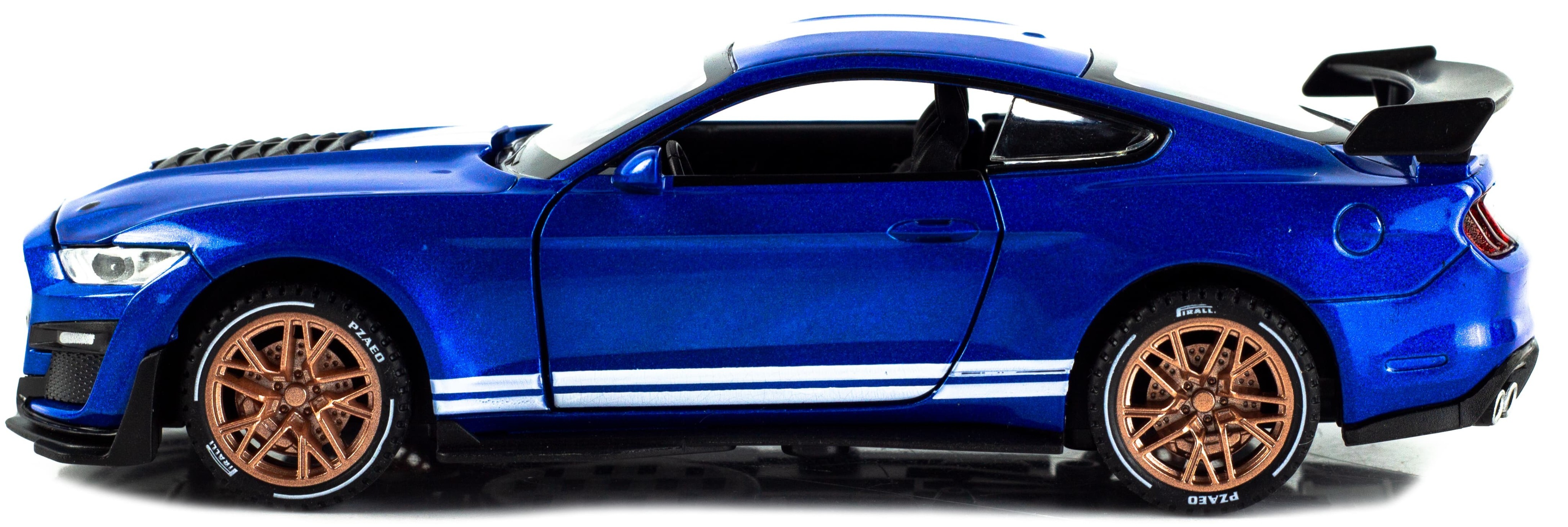 Металлическая машина Newao Model 1:32 «Ford Mustang Shelby GT-500» 3226B, инерционная, свет, звук / Синий