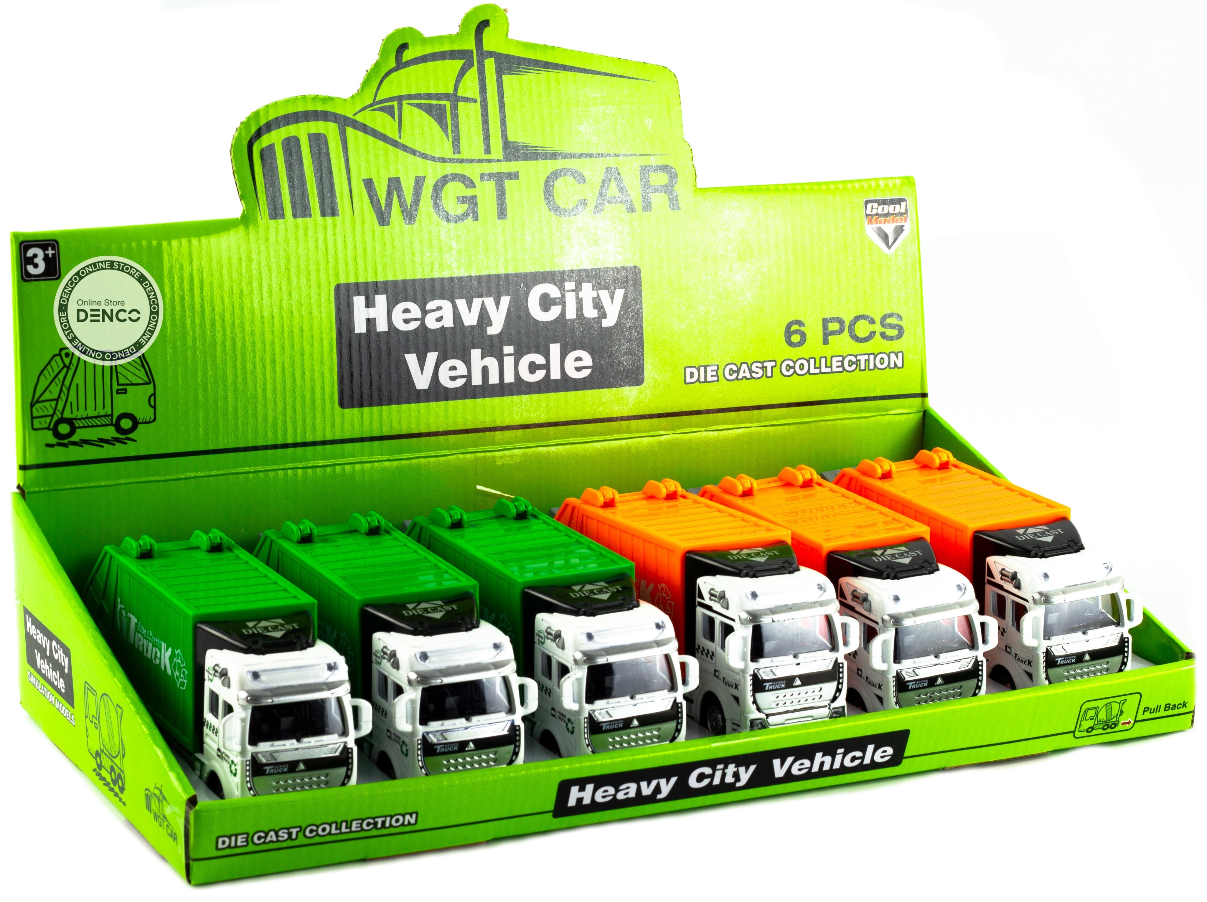 Металлическая машинка WGT Car «Мусоровоз» 2211-2, Heavy City Vehicle инерционный / Зеленый
