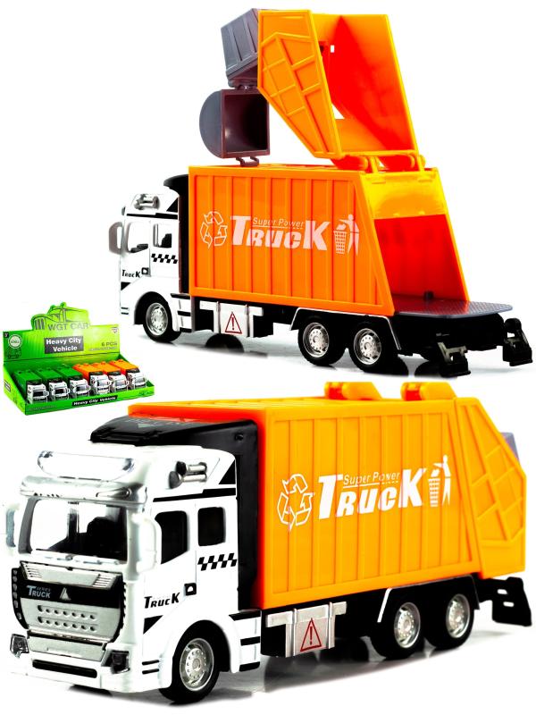 Металлическая машинка WGT Car «Мусоровоз» 2211-2, Heavy City Vehicle инерционный / Оранжевый