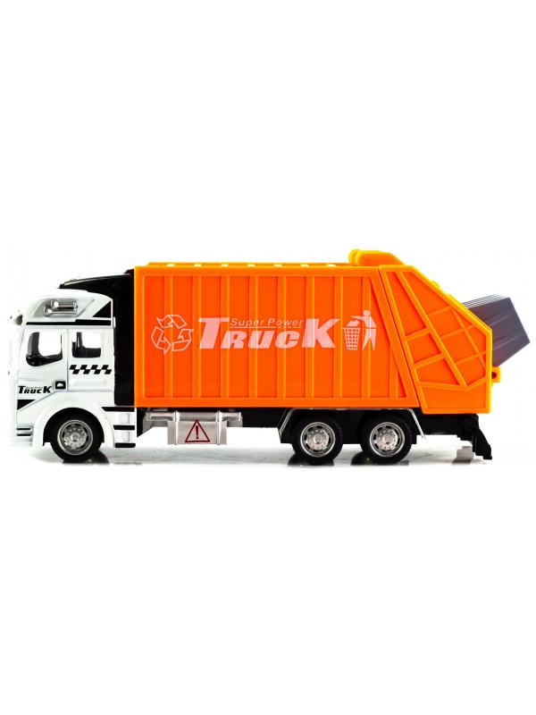 Металлическая машинка WGT Car «Мусоровоз» 2211-2, Heavy City Vehicle инерционный / Оранжевый