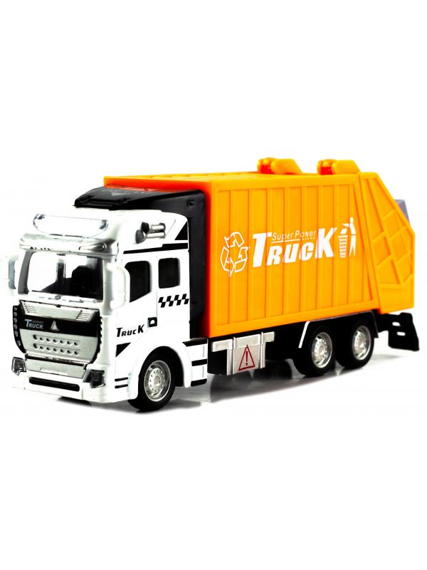 Металлическая машинка WGT Car «Мусоровоз» 2211-2, Heavy City Vehicle инерционный / Оранжевый