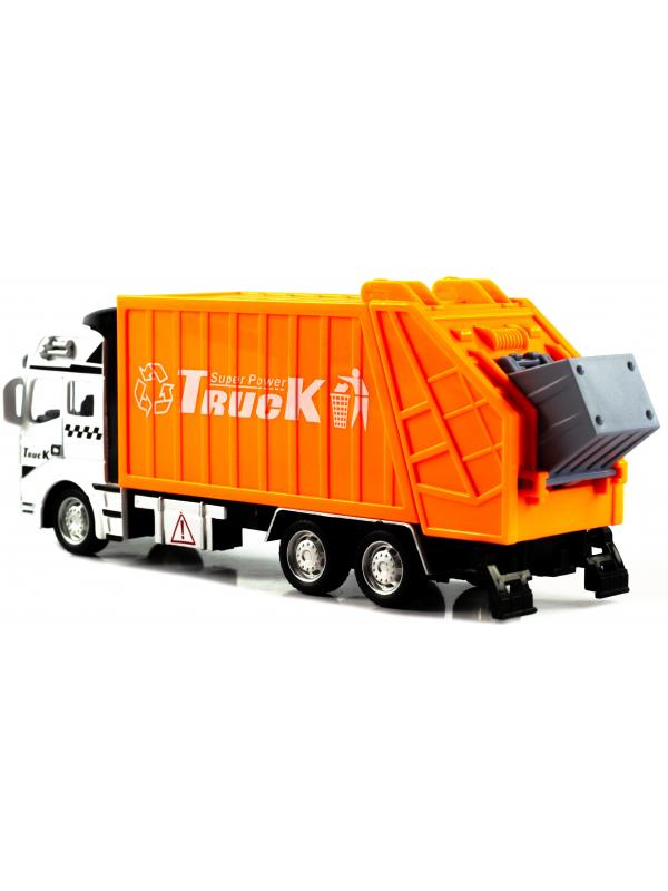 Металлическая машинка WGT Car «Мусоровоз» 2211-2, Heavy City Vehicle инерционный / Оранжевый