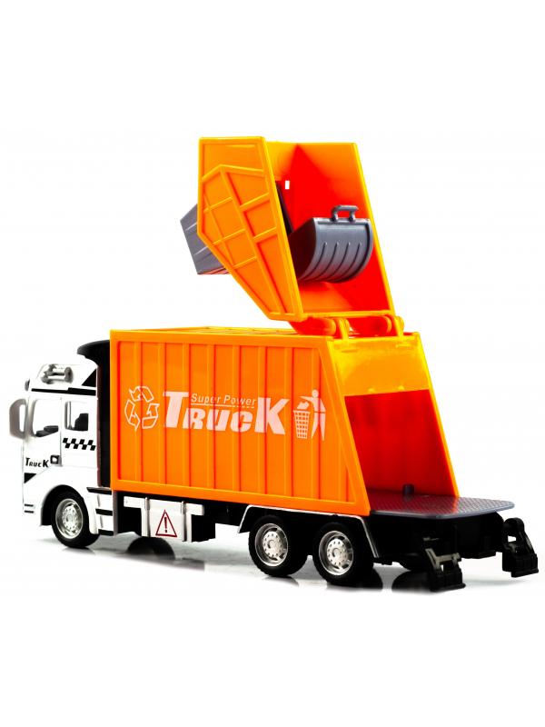 Металлическая машинка WGT Car «Мусоровоз» 2211-2, Heavy City Vehicle инерционный / Оранжевый