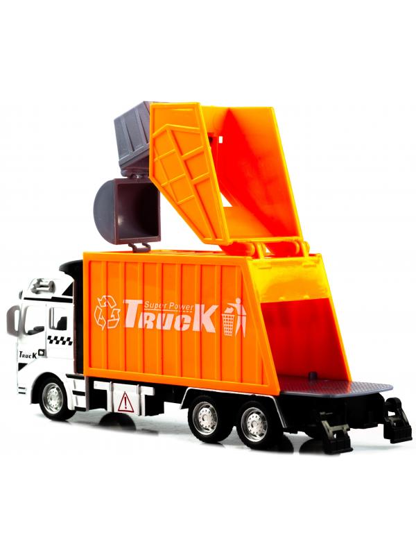 Металлическая машинка WGT Car «Мусоровоз» 2211-2, Heavy City Vehicle инерционный / Оранжевый