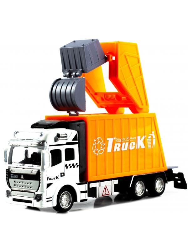 Металлическая машинка WGT Car «Мусоровоз» 2211-2, Heavy City Vehicle инерционный / Оранжевый