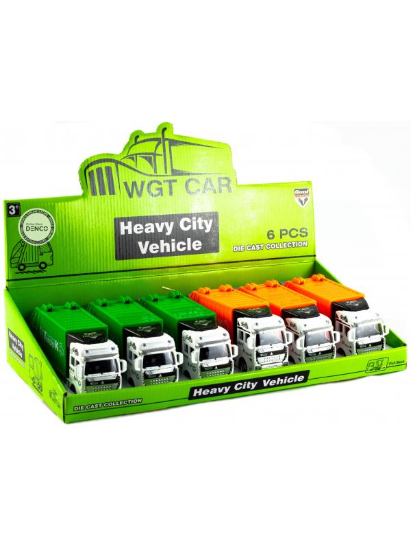 Металлическая машинка WGT Car «Мусоровоз» 2211-2, Heavy City Vehicle инерционный / Оранжевый
