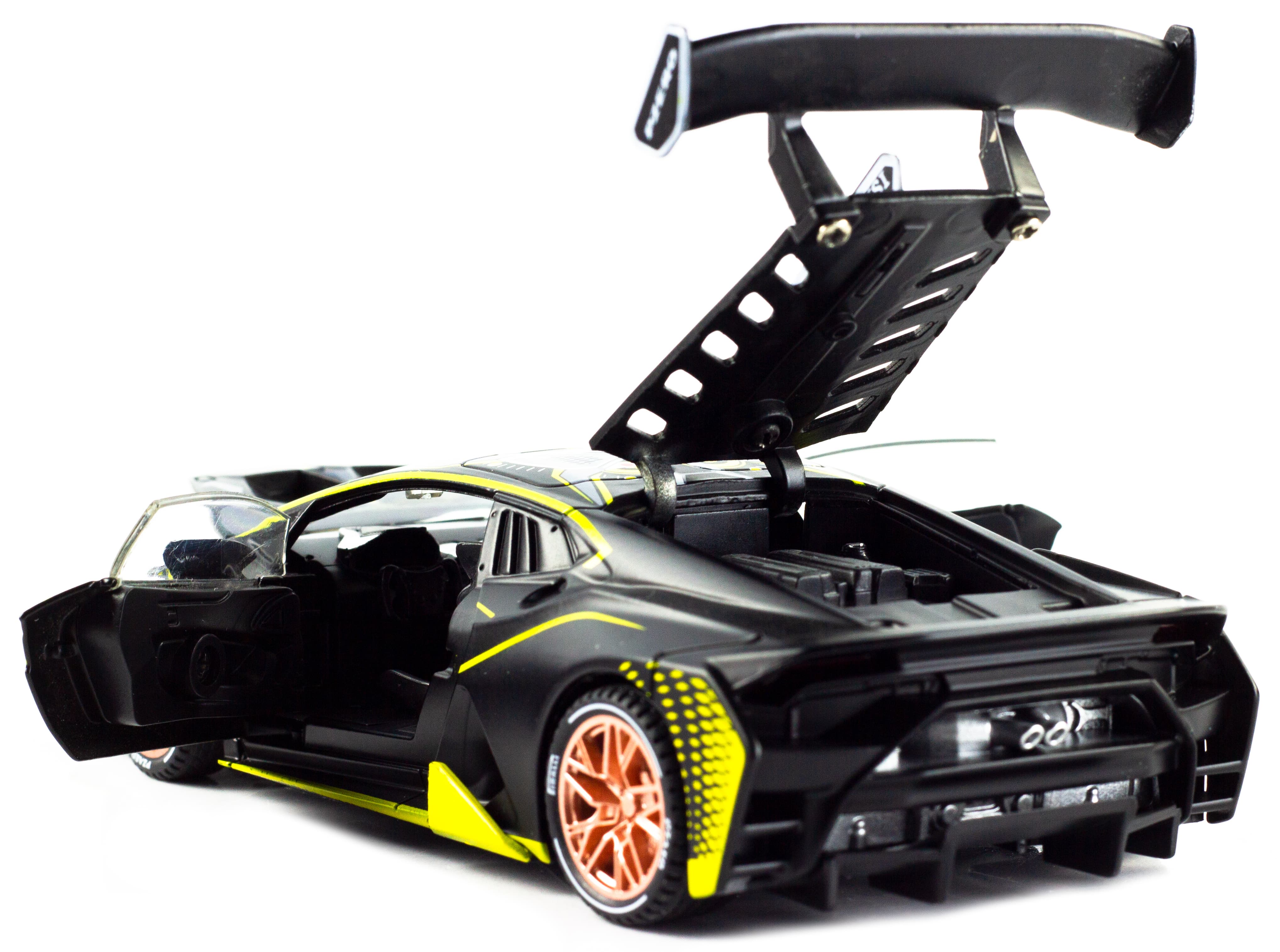 Металлическая машинка Chimei Model 1:32 «Lamborghini Huracan Super Trofeo EVO 10th» A320, инерционная, свет, звук / Черный