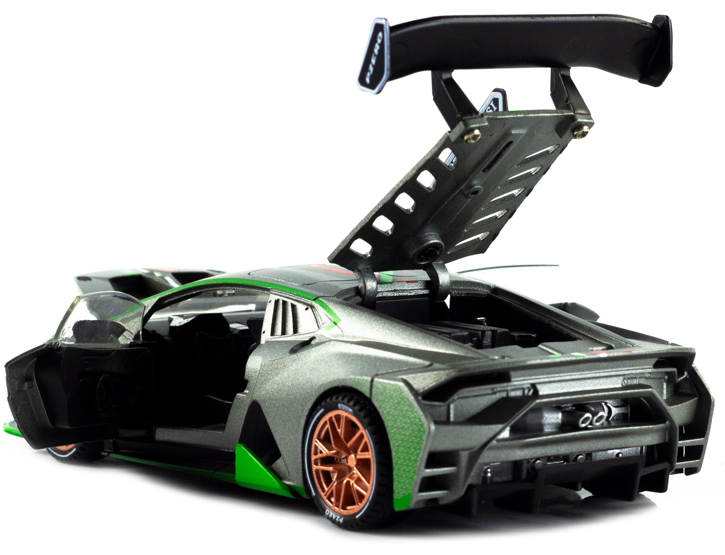 Металлическая машинка Chimei Model 1:32 «Lamborghini Huracan Super Trofeo EVO 10th» A320, инерционная, свет, звук / Серый