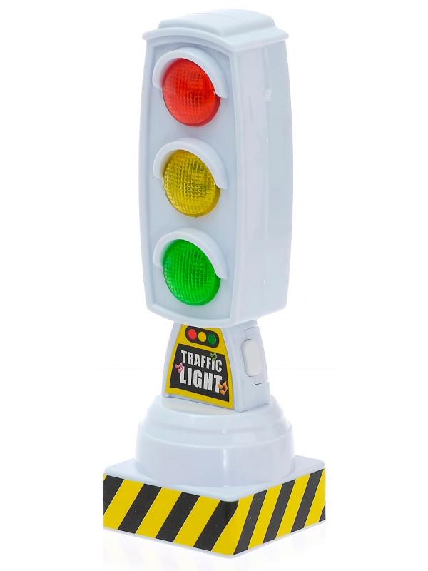 Игрушечный светофор «Traffic Light» 6636, 13 см., работает от батареек, свет, звук / Белый