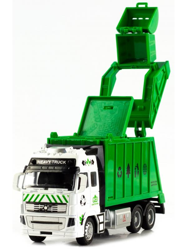 Металлическая машинка 1:32 «Мусоровоз» 292ZS-3, Heavy Truck Model, инерционный / Зеленый