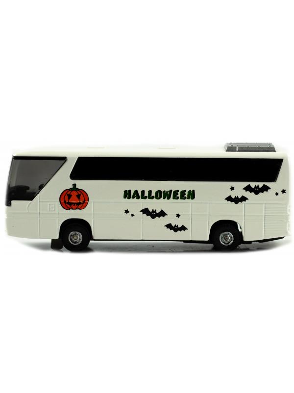 Машинка металлическая «Туристический автобус Halloween» 271CH, 14 см. инерционный, свет, звук / Микс