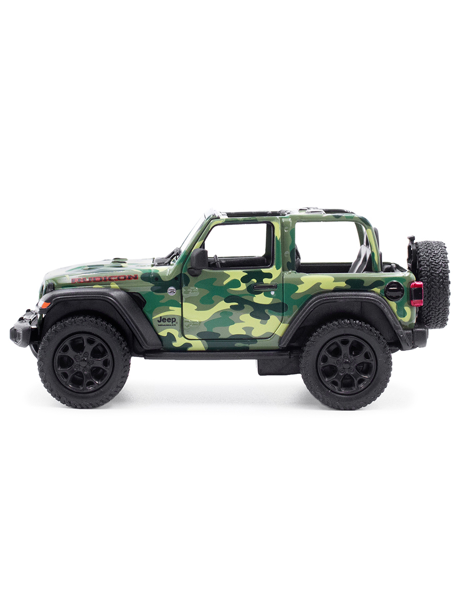 Металлическая машинка Kinsmart 1:34 «2018 Jeep Wrangler Camo Edition (Открытый верх)» KT5420DA, инерционный / Зеленый