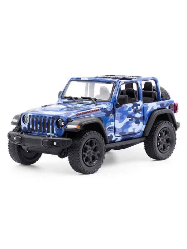 Металлическая машинка Kinsmart 1:34 «2018 Jeep Wrangler Camo Edition (Открытый верх)» KT5420DA, инерционный / Синий
