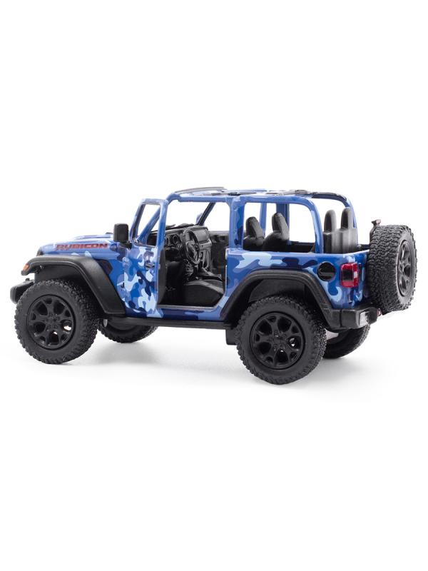 Металлическая машинка Kinsmart 1:34 «2018 Jeep Wrangler Camo Edition (Открытый верх)» KT5420DA, инерционный / Синий