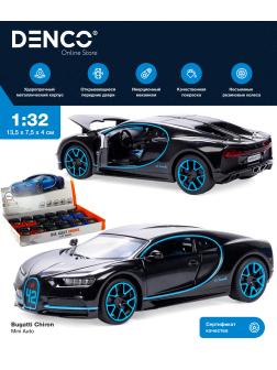 Металлическая машинка Mini Auto 1:32 «Bugatti Chiron» 3225B инерционная, свет, звук / Черный
