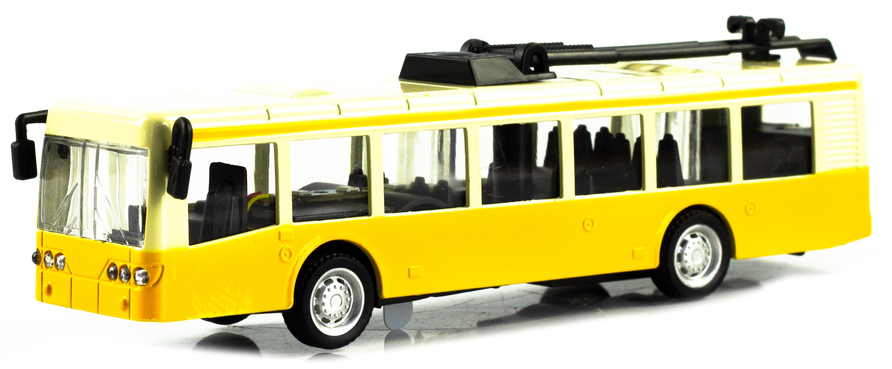 Металлический троллейбус Die Cast «Tramcar» XL80189-6L инерционный, звук, свет / Желтый