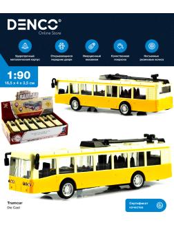Металлический троллейбус Die Cast «Tramcar» XL80189-6L инерционный, звук, свет / Желтый