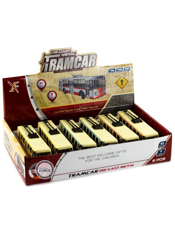 Металлический троллейбус Die Cast «Tramcar» XL80189-6L инерционный, звук, свет / Желтый