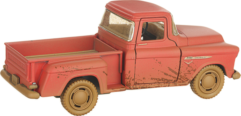 Металлическая машинка Kinsmart 1:32 «1955 Chevy Stepside Pick-up (Грязный)» KT5330DY, инерционная / Красный