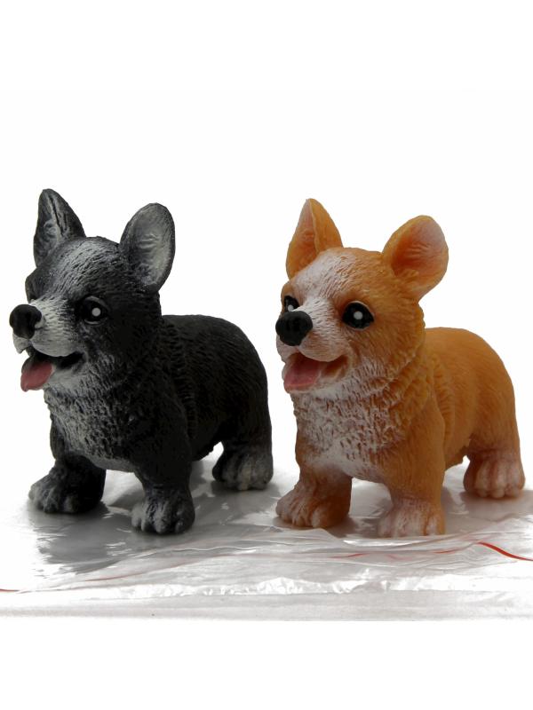Игрушки фигурки тянучки «Собачки Корги» резиновые A214-DB, 10 см., антистресс / 2 шт.