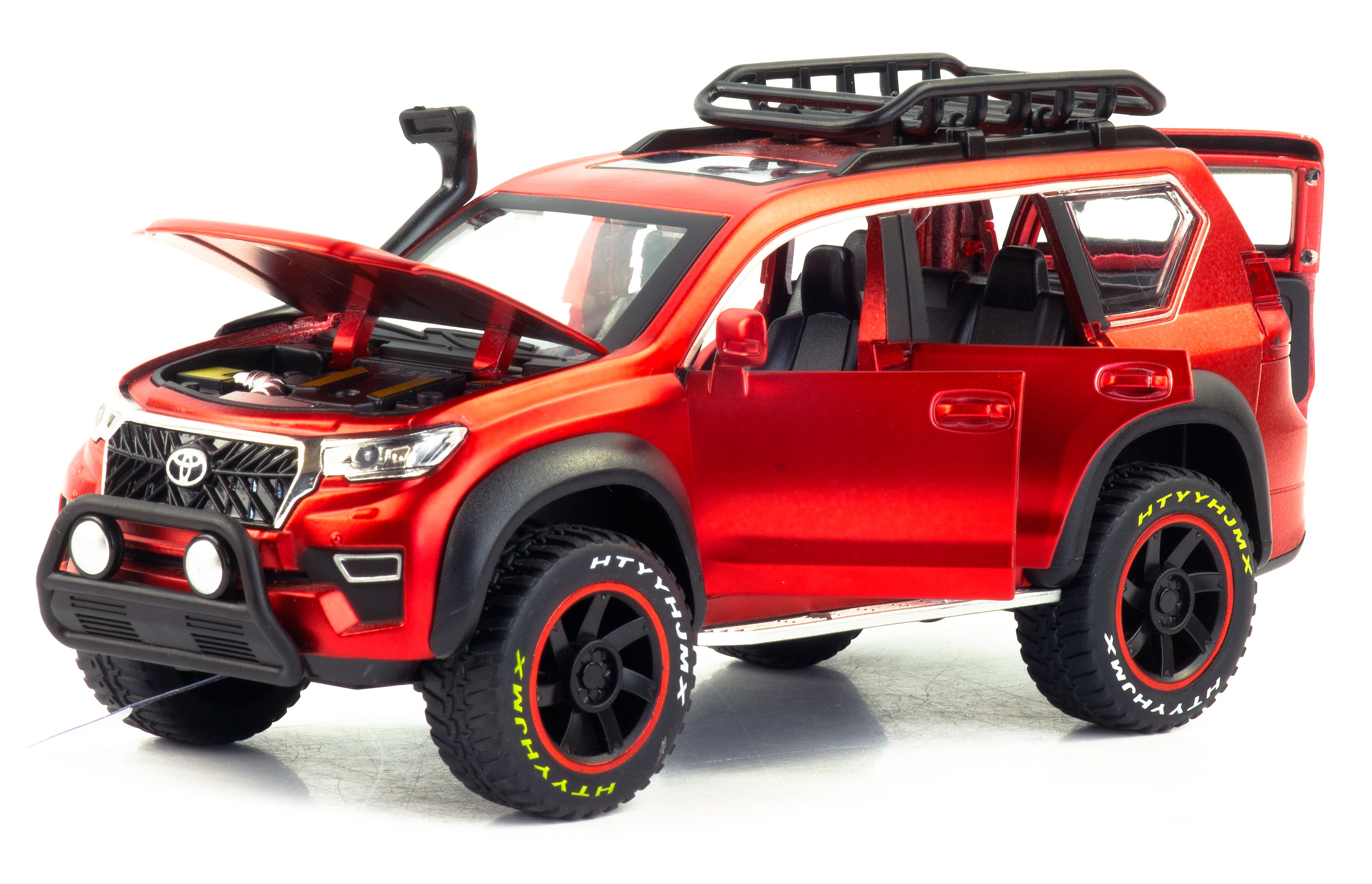 Металлическая машинка HengTeng 1:24 «Toyota Land Cruiser Prado Off-Road» 22 см. 53522-25A инерционная, свет, звук / Микс