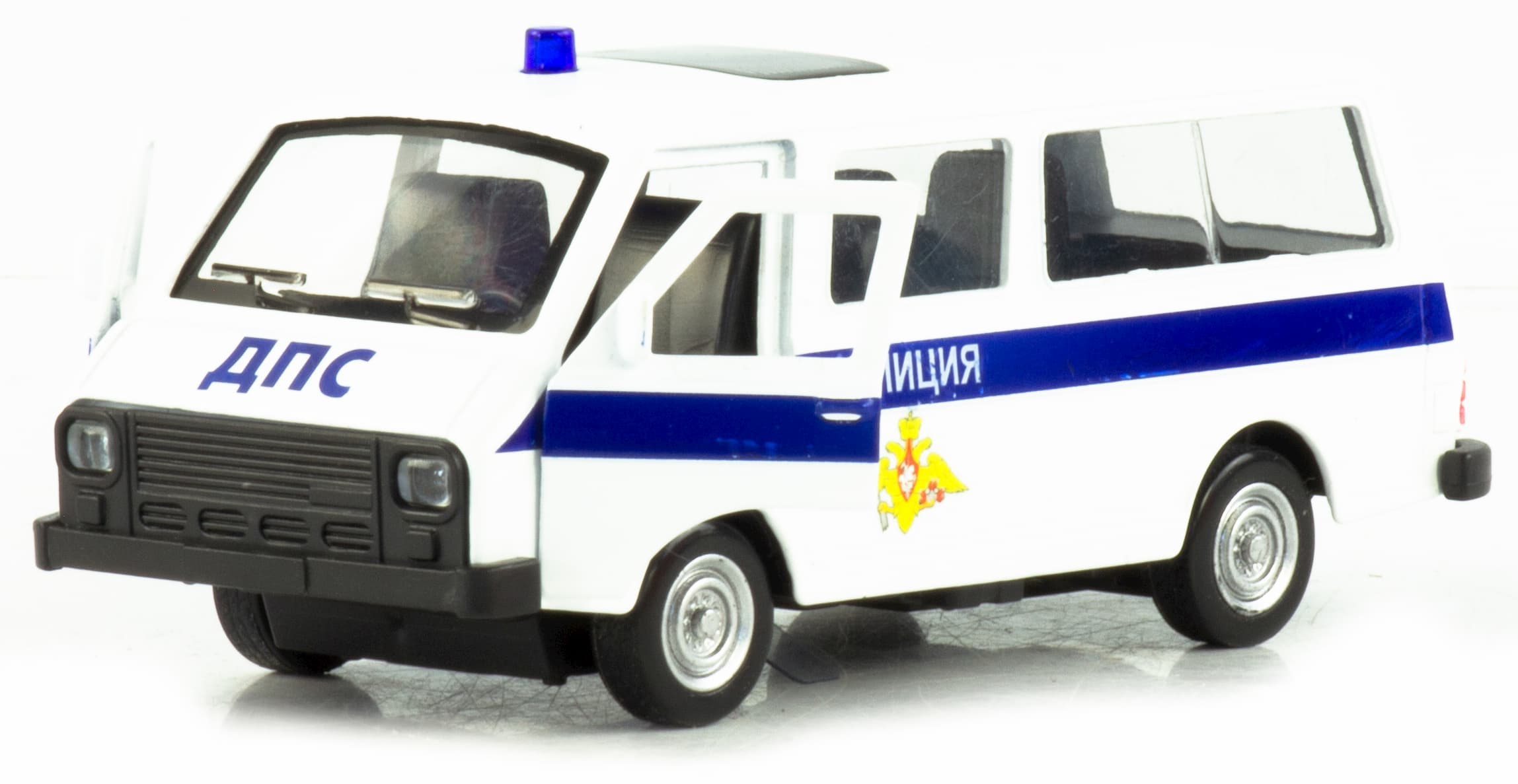 Металлическая машинка 1:32 «Микроавтобус РАФ-2203 Спецслужбы» A1810R-12D, свет, звук, двери открываются / Микс
