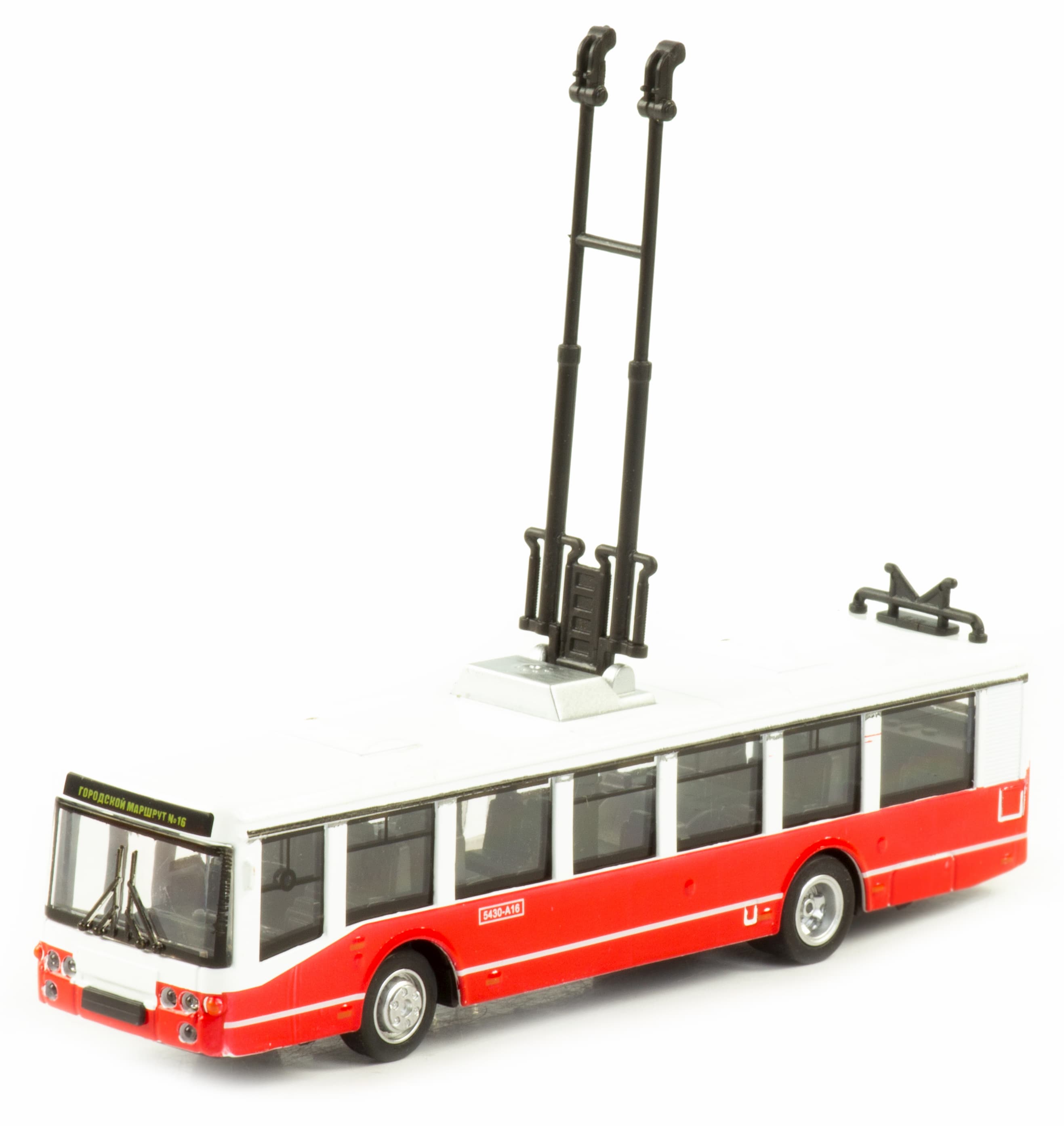 Металлический троллейбус 1:32 «ЛиАЗ 5430-А16» 17 см. 1811-12D инерционный, свет, звук / Микс