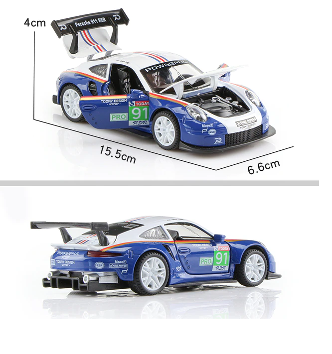 Металлическая машинка XHD 1:32 «Porsche 911 RSR» А3208, 15.5 см. инерционная, свет, звук / Микс