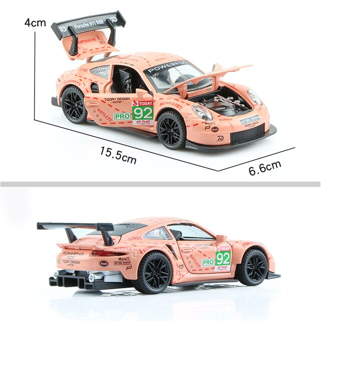 Металлическая машинка XHD 1:32 «Porsche 911 RSR» А3208, 15.5 см. инерционная, свет, звук / Микс