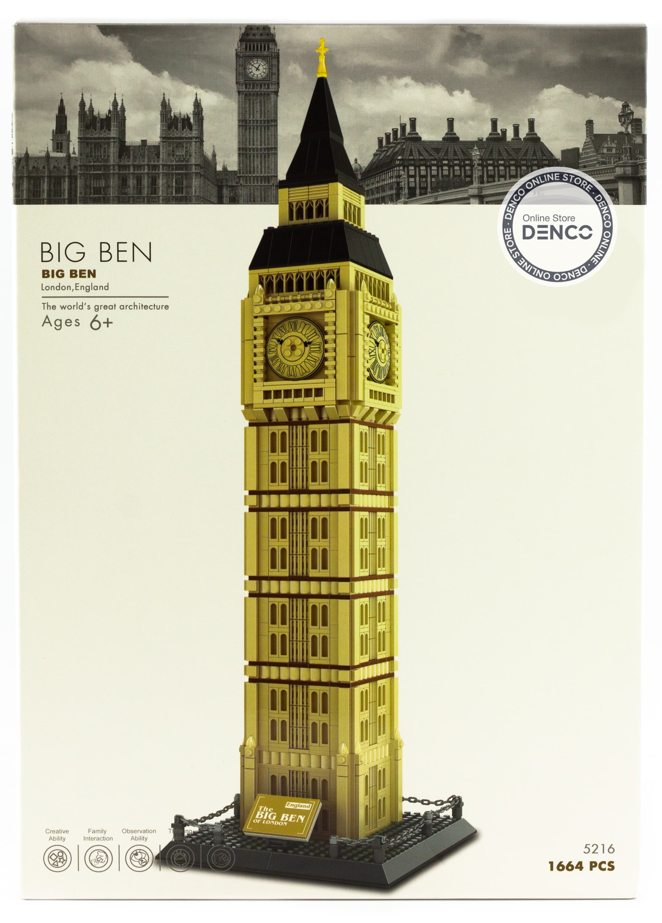 Конструктор Wange «The Big Ben of London, Elizabeth Tower» 5216 (Architecture) / 1642 детали