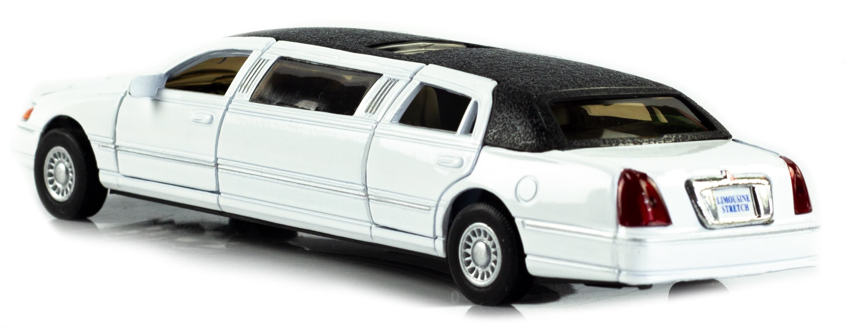 Металлическая машинка Kinsmart 1:38 «1999 Lincoln Town Car Stretch Limousine» KT7001DH / Белый