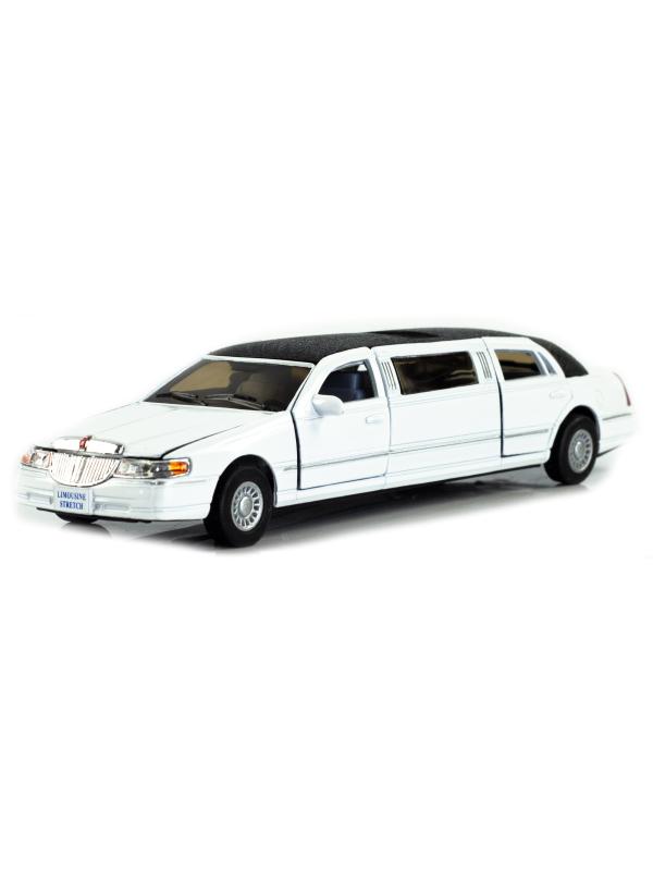 Металлическая машинка Kinsmart 1:38 «1999 Lincoln Town Car Stretch Limousine» KT7001DH / Белый